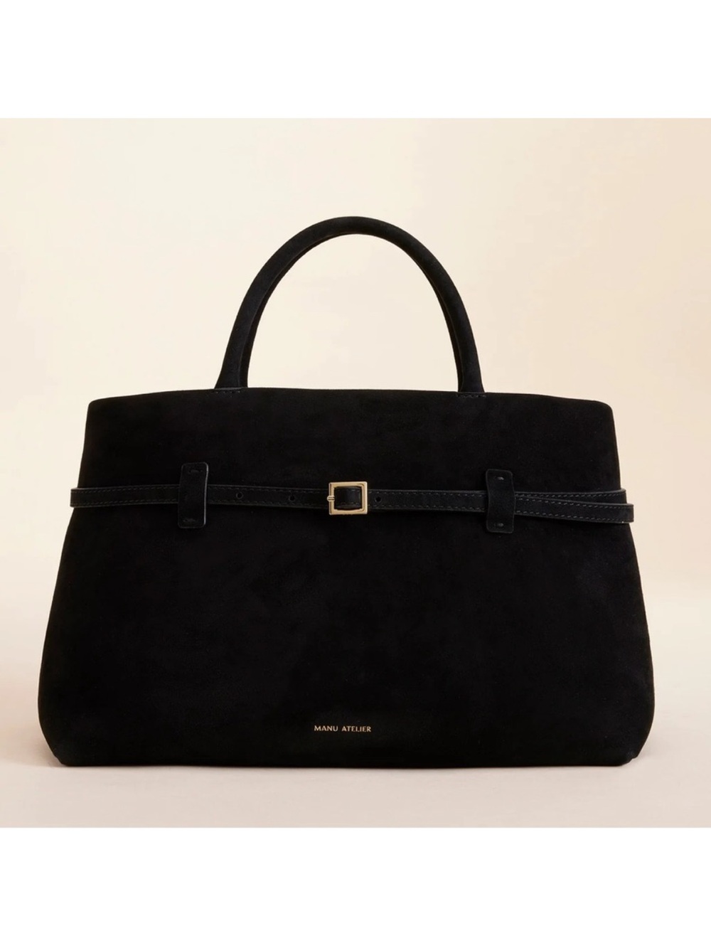 Manu Atelier Le Cambon 35 Black Suede Bag